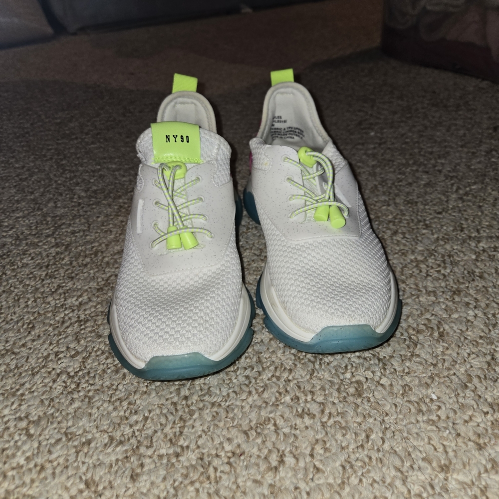 Steve Madden White and Neon Green Sneakers